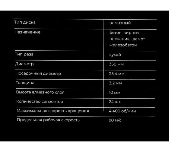 Диск алмазный сегментный по бетону 350x25,4 Gigant G-10360