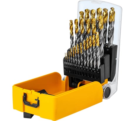 Набор сверл по металлу Denzel 1-13 мм, Р6М5-TiN, Golden Tip, 25 шт 723009