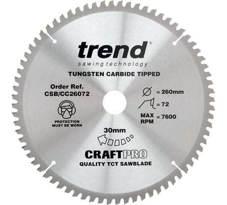 Пильный диск 260 мм 72 зуба TREND CSB/CC26072
