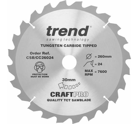 Пильный диск 260 мм 24 зуба TREND CSB/CC26024