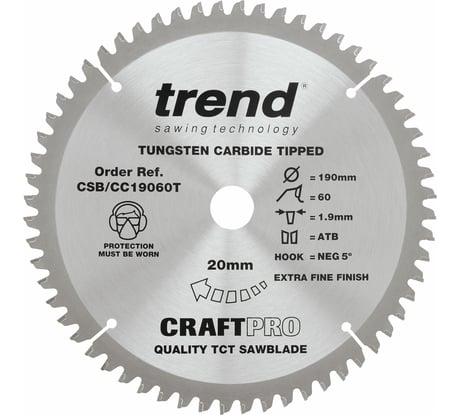 Пильный диск 190 мм 60 зубьев TREND CSB/CC19060T