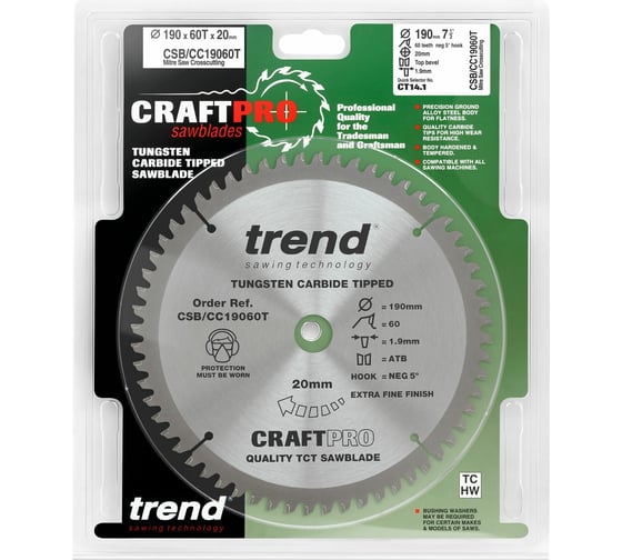 Пильный диск 190 мм 60 зубьев TREND CSB/CC19060T