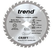 Пильный диск 190 мм 36 зубьев TREND CSB/19036TW