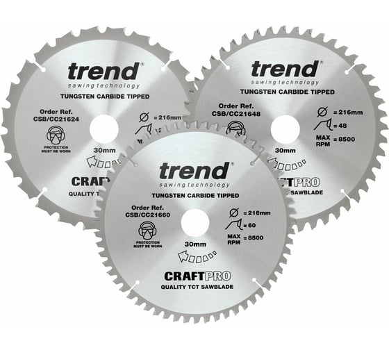 Пильный диск 216 мм три диска в комплекте TREND CSB/CC216/3PK