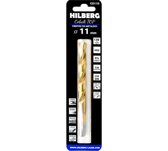 Сверло по металлу Hilberg Cobalt 5% TOP 11.0х142(94) мм CO110
