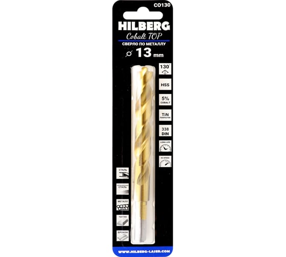 Сверло по металлу Hilberg Cobalt 5% TOP 13.0х151(101) мм CO130