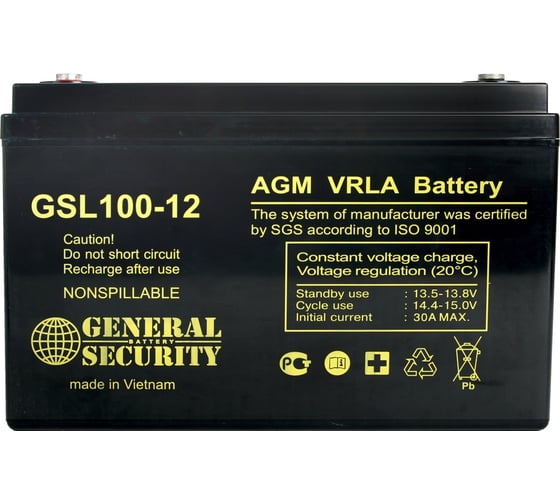 Батарея аккумуляторная (12 В; 100 Ач) General Security GSL100-12