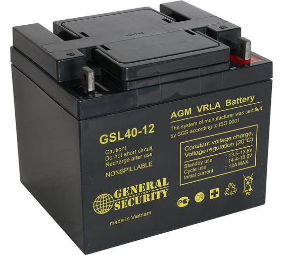 Батарея аккумуляторная (12 В; 40 Ач) General Security GSL40-12 1