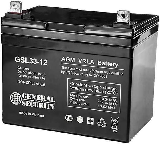 Батарея аккумуляторная (12 В; 33 Ач) General Security GSL33-12 1