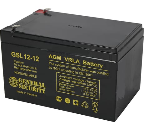 Батарея аккумуляторная (12 В; 12 Ач) General Security GSL12-12