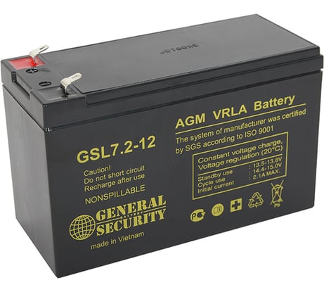 Батарея аккумуляторная (12 В; 7.2 Ач) General Security GSL7,2-12