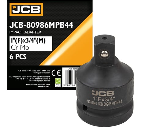 Адаптер-переходник ударный JCB 1(F) х 3/4(M) (усиленный, сталь SCM440) JCB-80986MPB44(59537)