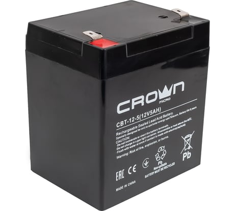 Аккумулятор  СВТ-12-5 (5.0 Ач; 12 В) CROWN CM000001652