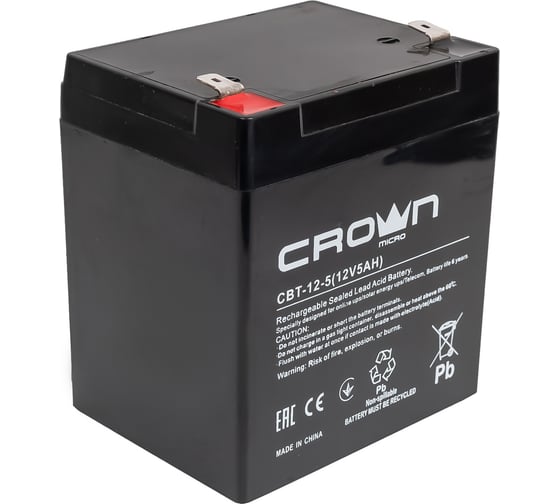 Аккумулятор СВТ-12-5 (5.0 Ач; 12 В) CROWN CM000001652 1