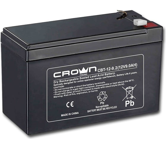 Аккумулятор CBT-12-9.2 (9.2 Ач; 12 В) CROWN CM000001678