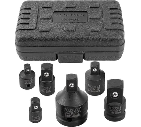 Набор адаптеров ударных Rockforce, 6предметов (1/4''(F)x3/8''(M),3/8''(F)x1/4''(M),3/8''(F)x1/2''(M),1/2''(F)x3/8''(M),1/2''(F)x3/4''(M),3/4''(F)x1/2''(M) в кейсе RF-4069MPB(56708)