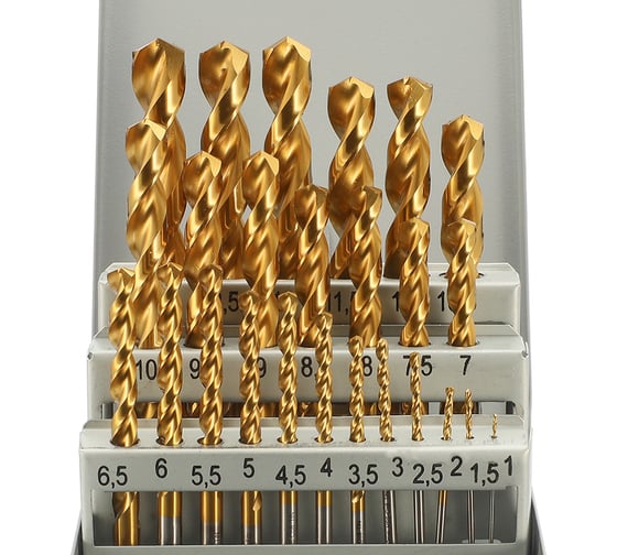 Набор сверл по металлу H-Tools 1-13 мм, 25 шт, DIN338, HSSE-Co8 TiN, 135град 08351300