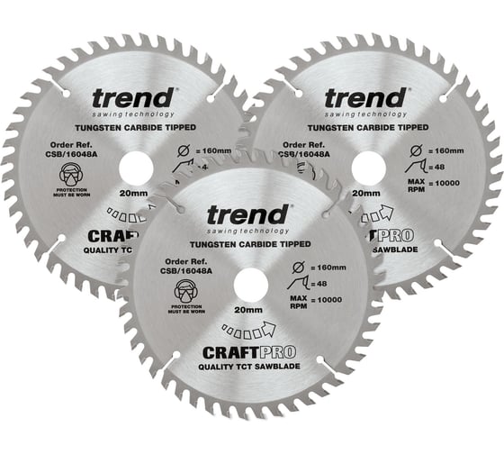 Пильный диск 160 мм три диска в комплекте TREND CSB/160/3PK 1