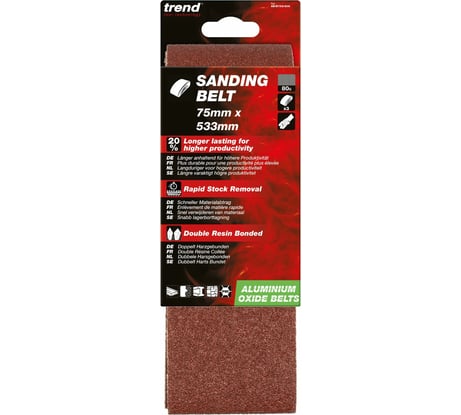 Шлифовальная лента (3 шт, 75 X 533 мм, зерно 80) TREND AB/B75A/80A