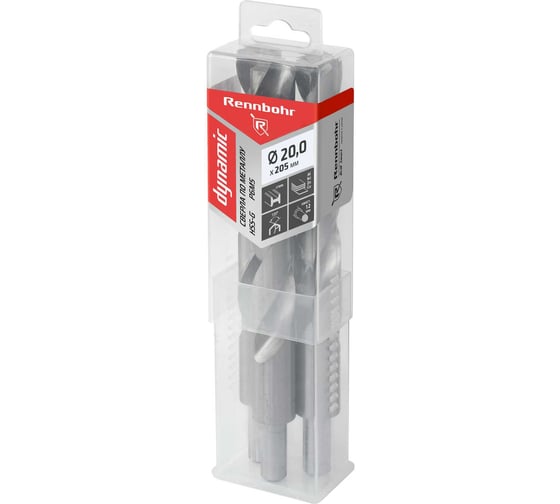 Сверло по металлу RENNBOHR DYNAMIC PROM 20.0x205 мм, хв-к 12 мм, HSS-G, P6M5, 3 шт/уп 666200