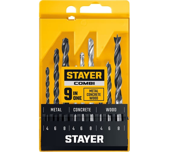Набор комбинированных сверл STAYER Combi 9 предметов STAYER 29720-H9_z01