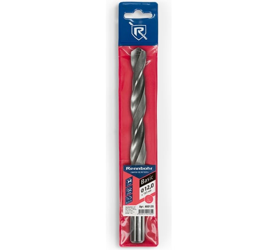 Сверло по металлу Rennbohr BASIC 12.0x151 мм, HSS-R, 1 шт/уп 460120
