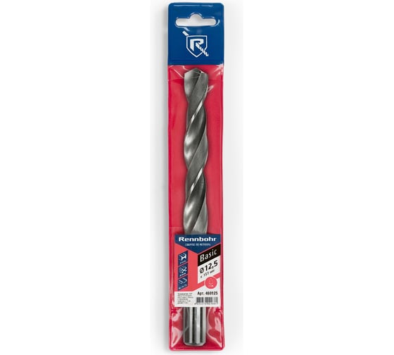 Сверло по металлу Rennbohr BASIC 12.5x151 мм, хв-к 12 мм, HSS-R, 1шт/уп 460125