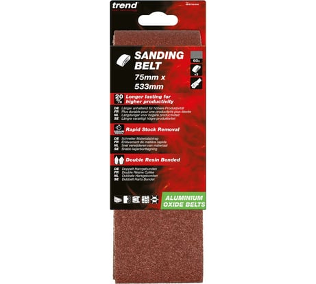 Шлифовальная лента (3 шт, 75 X 533 мм, зерно 60) TREND AB/B75A/60A