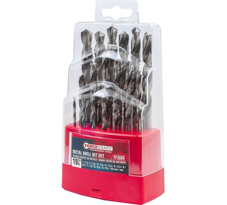 Сверла по металлу Forcekraft набор 19 предметов, 1-10мм FK-41604(61587)