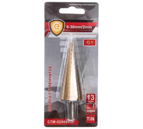 Сверло ступенчатое для цветных металлов G1 6-30 мм Strong СTМ-52906030