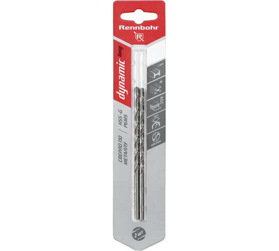 Сверло по металлу RENNBOHR DYNAMIC LONG CARD 1.5x70 мм, HSS-G, P6M5, 2шт/уп 669015