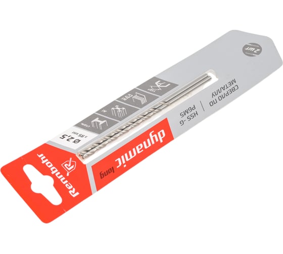 Сверло по металлу RENNBOHR DYNAMIC LONG CARD 2.5x95 мм, HSS-G, P6M5, 2шт/уп 669025
