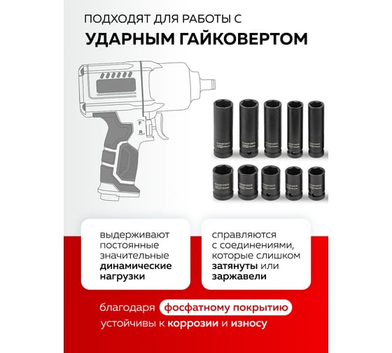 Набор головок EVERFORCE 20 предметов, 1/2", 6 граней EF-4201-5K(61685)