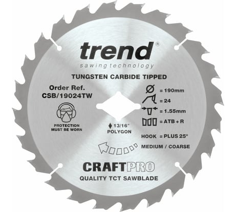 Пильный диск 190 мм 24 зуба TREND CSB/19024TW