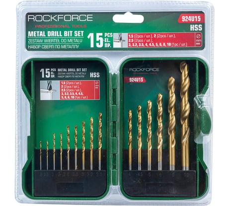 Сверла по металлу Rockforce набор 15 предметов RF-924U15(61606)