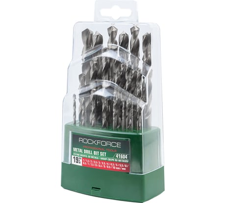 Сверла по металлу Rockforce набор 19 предметов, 1-10мм RF-41604(61605)