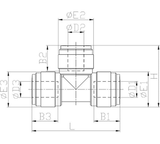 Фитинг CDC Pneumatics тройник 12мм на 10мм на 12мм HUT 121012B