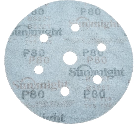 Круг шлифовальный на бумаге B322 (150 мм; 6+1 отверстий; Р80) SUNMIGHT 7930091772254