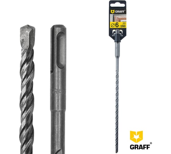 Бур по бетону GRAFF 6х200х260 мм, SDS-plus 6206260 1