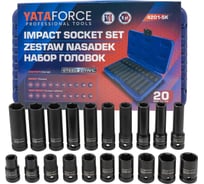 Набор головок YATAFORCE 20 предметов, 1/2DR, (6 граней) YF-4201-5K(61686)