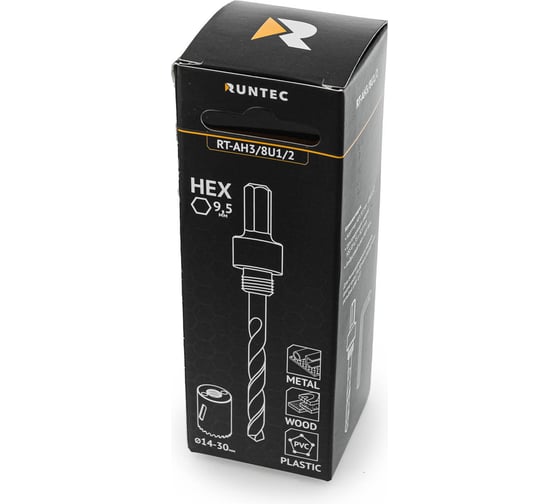 Адаптер для биметаллических коронок RUNTEC 14-30 мм, HEX 9,5 мм - UNF ½ RT-AH3/8U1/2