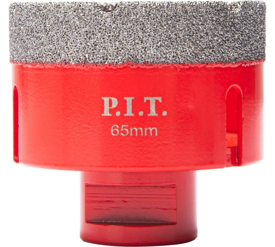 Коронка алмазная по керамограниту P.I.T. 65 мм, M14, сухое сверление, вакуумная пайка AMAS18-0065 1