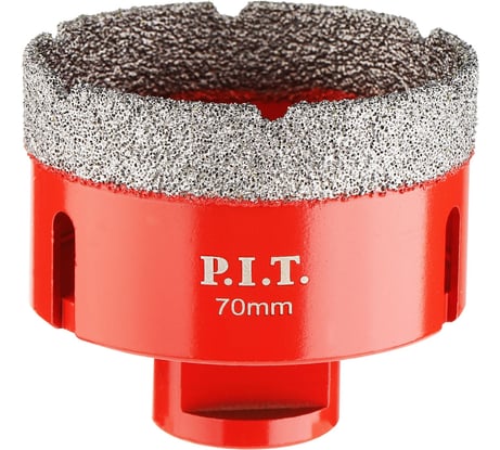 Коронка алмазная по керамограниту P.I.T. 70 мм, M14, сухое сверление, вакуумная пайка AMAS18-0070