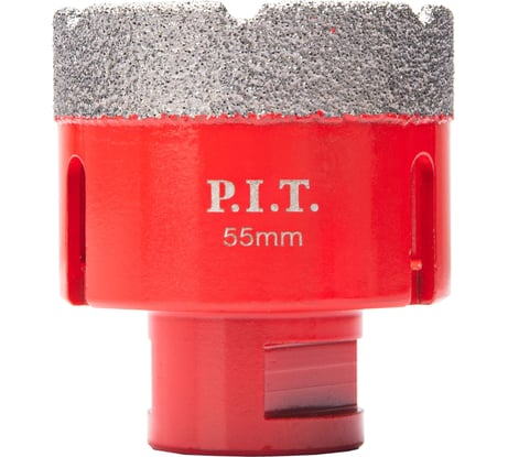Коронка алмазная по керамограниту P.I.T. 55 мм, M14, сухое сверление, вакуумная пайка AMAS18-0055