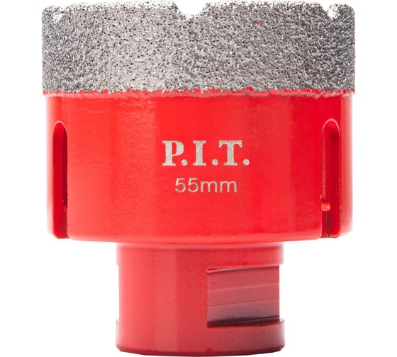 Коронка алмазная по керамограниту P.I.T. 55 мм, M14, сухое сверление, вакуумная пайка AMAS18-0055