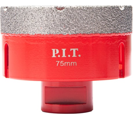 Коронка алмазная по керамограниту P.I.T. 75 мм, M14, сухое сверление, вакуумная пайка AMAS18-0075
