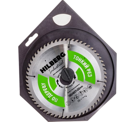 Диск пильный по дереву Industrial (190х30 мм; 60Т; тонкий рез) Hilberg HWT192