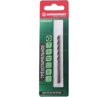 Сверло трехспиральное по металлу (4.2х75 мм; Р6М5К5) БОЕКОМПЛЕКТ B1055-M042-75