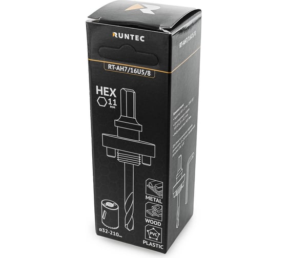 Адаптер для биметаллических коронок RUNTEC 32-210 мм, HEX 11 мм - UNF 5/8 RT-AH7/16U5/8