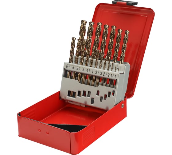 Набор сверл по металлу H-Tools серия Pro 1-10 мм, 19 шт, DIN338, HSSE-Co5, 130 градусов 215214PRO